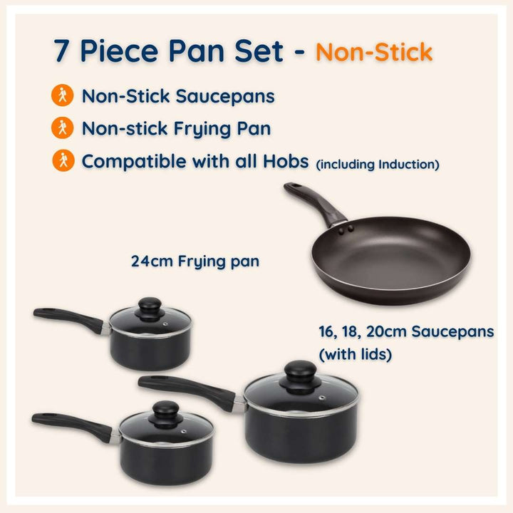Essentials Kitchen Pack 7 piece non-stick pots and pans set
